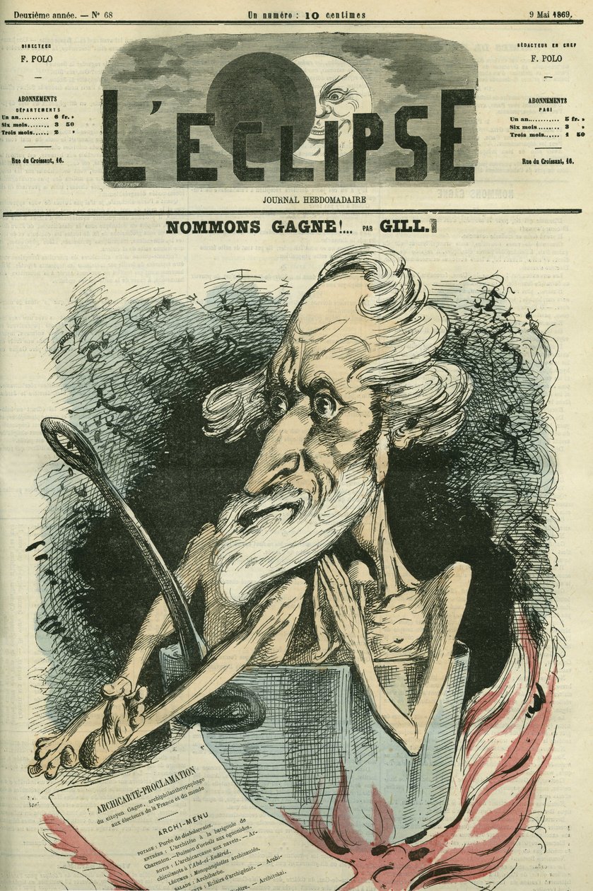 Jméno Gagne, ilustrace kandidáta ve volbách. Obálka „“L
