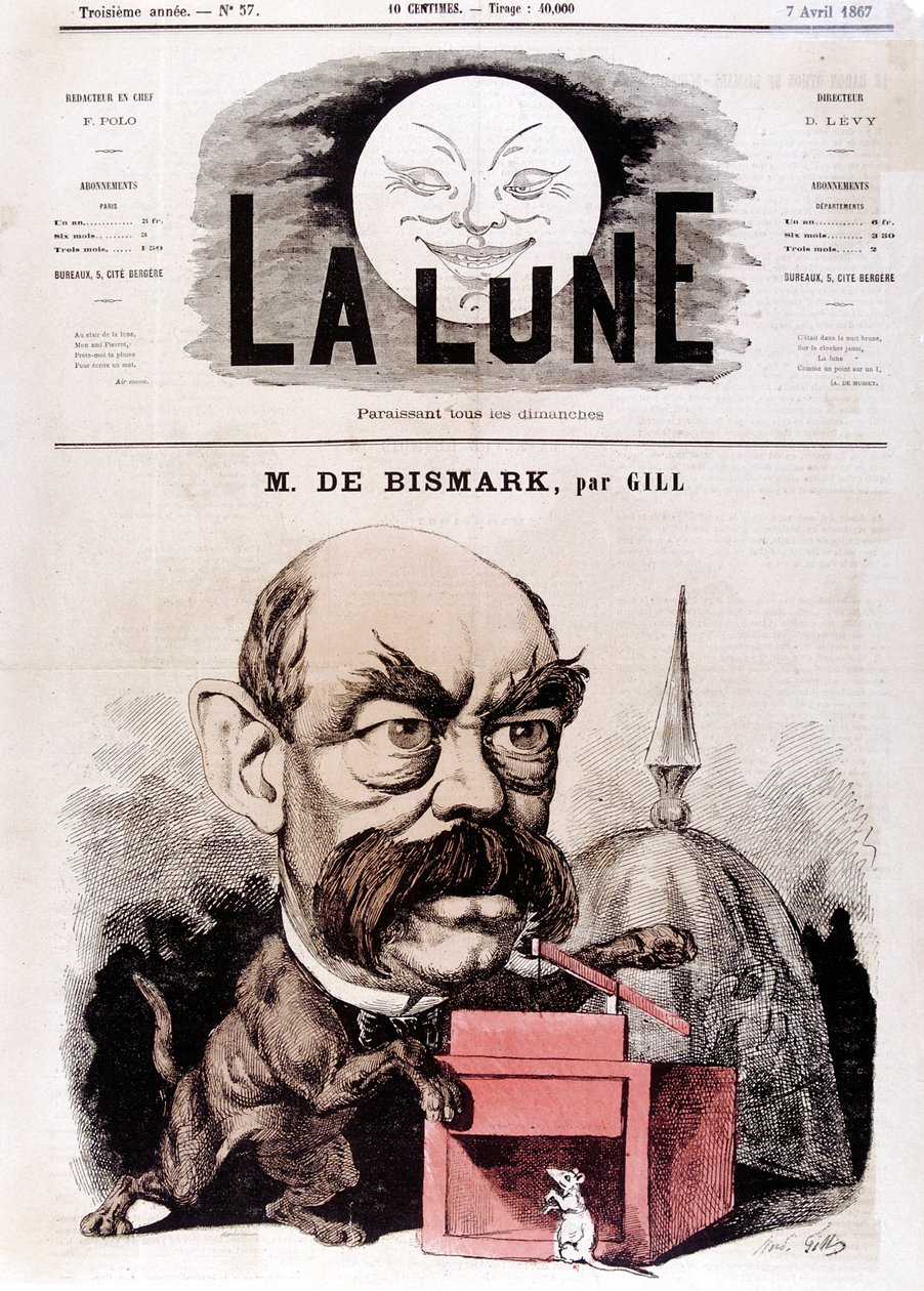 Otto von Bismarck německý státník, když konzervativní poslanec a inspektor Dykes, 1867 od Andre Gill