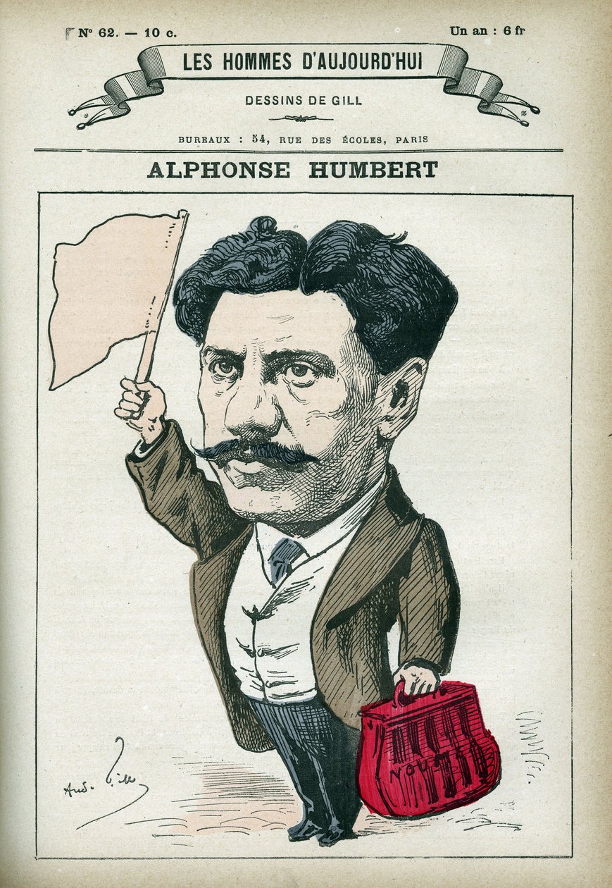 Portrét Alphonse Humberta, francouzského politika a politika Communarda, byl poslán do Toulon Bagne v roce 1872 a do Noumea Bagne před udělením amnestie v roce 1879. Cartoon by Gill, Paris. od Andre Gill