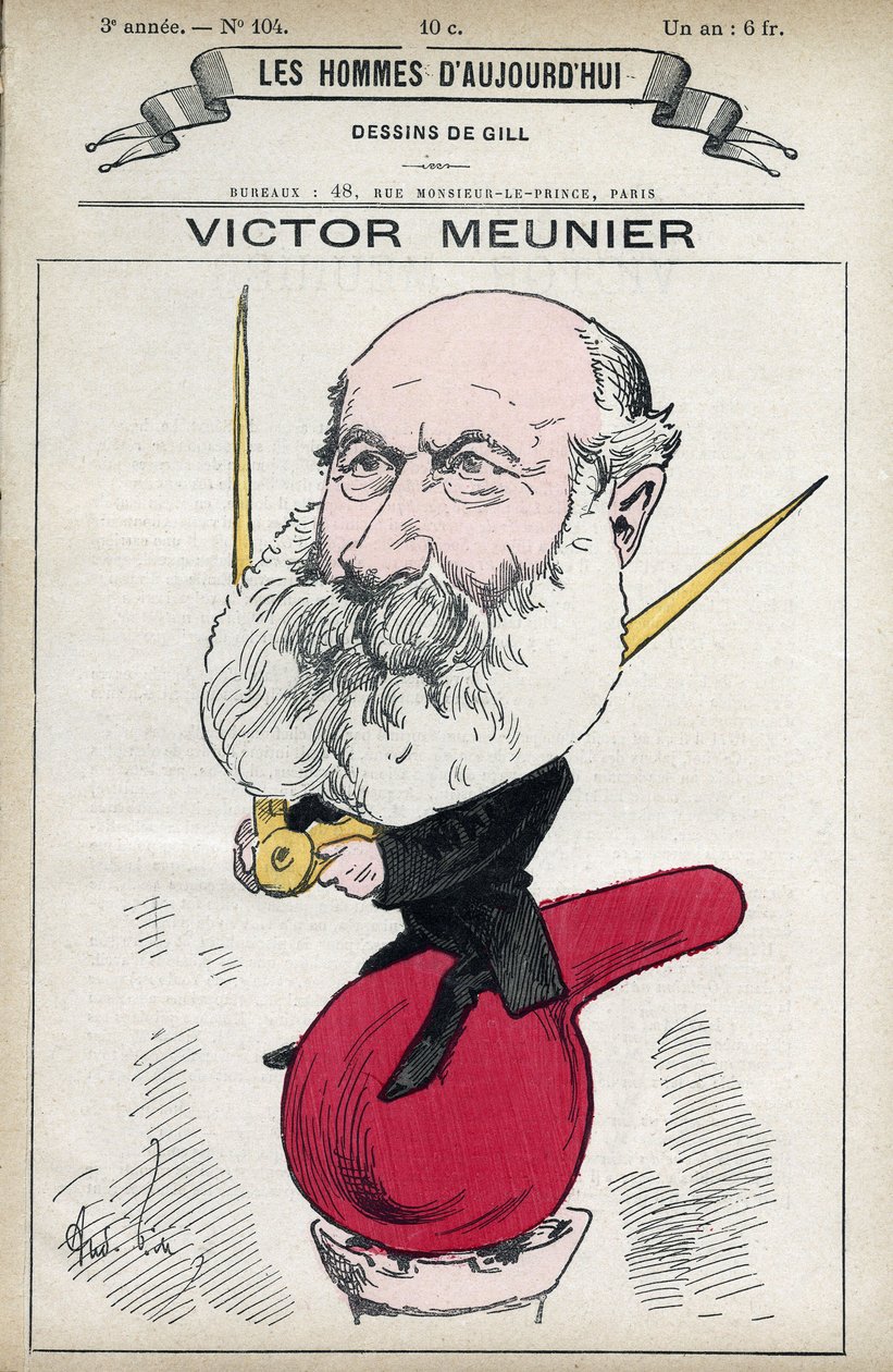 Portrét Amedee-Victora Meuniera (1817-1894), vědeckého novináře, Iuvra v popularizaci vědy. Cartoon od Gill, Paříž. od Andre Gill
