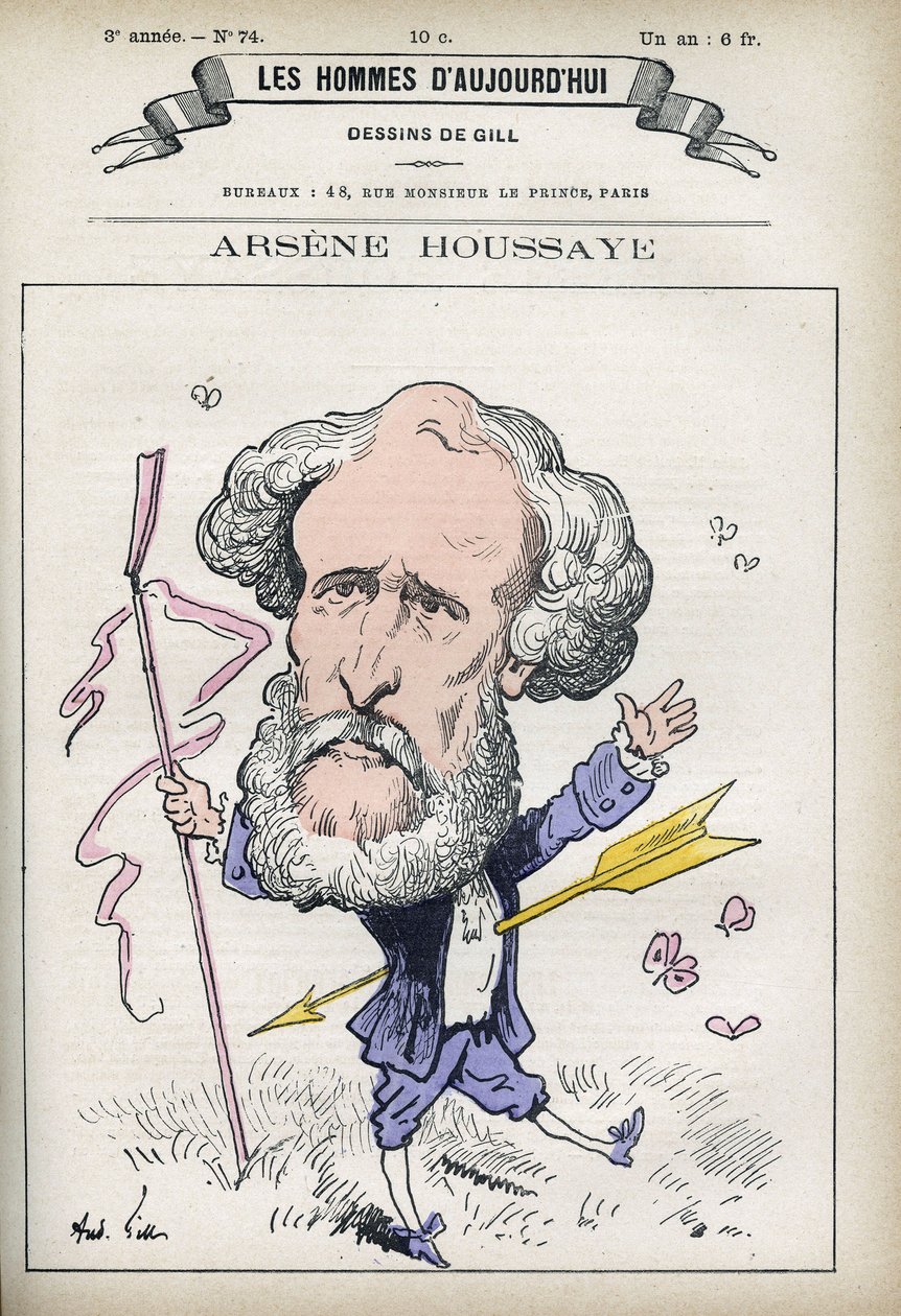 Portrét Arsene Houssaye (1815-1896), francouzský literát. Karikatura Gill, Paříž. od Andre Gill