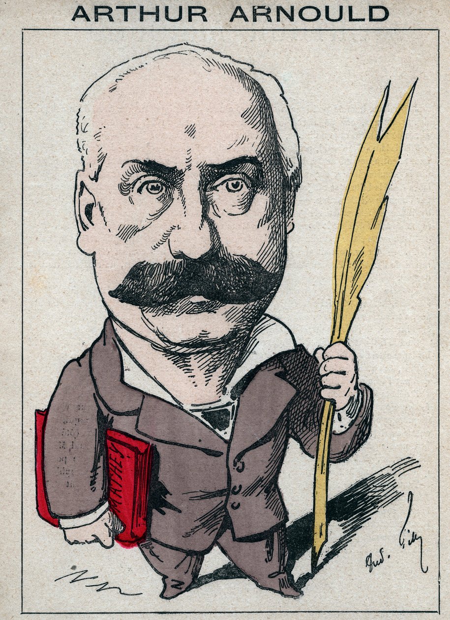 Portrét Arthura Arnoulda (1833-1895), francouzského novináře a politika, aktivně se účastnil Pařížské komuny - Cartoon Andre Gill v „Les Hommes d