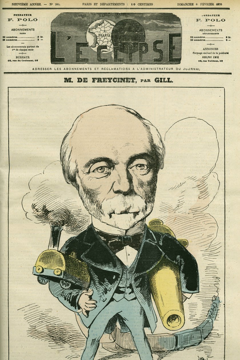 Portrét Charlese Louise de Saulces de Freycinet (1828-1923), francouzského politika a inženýra. Obálka “”L