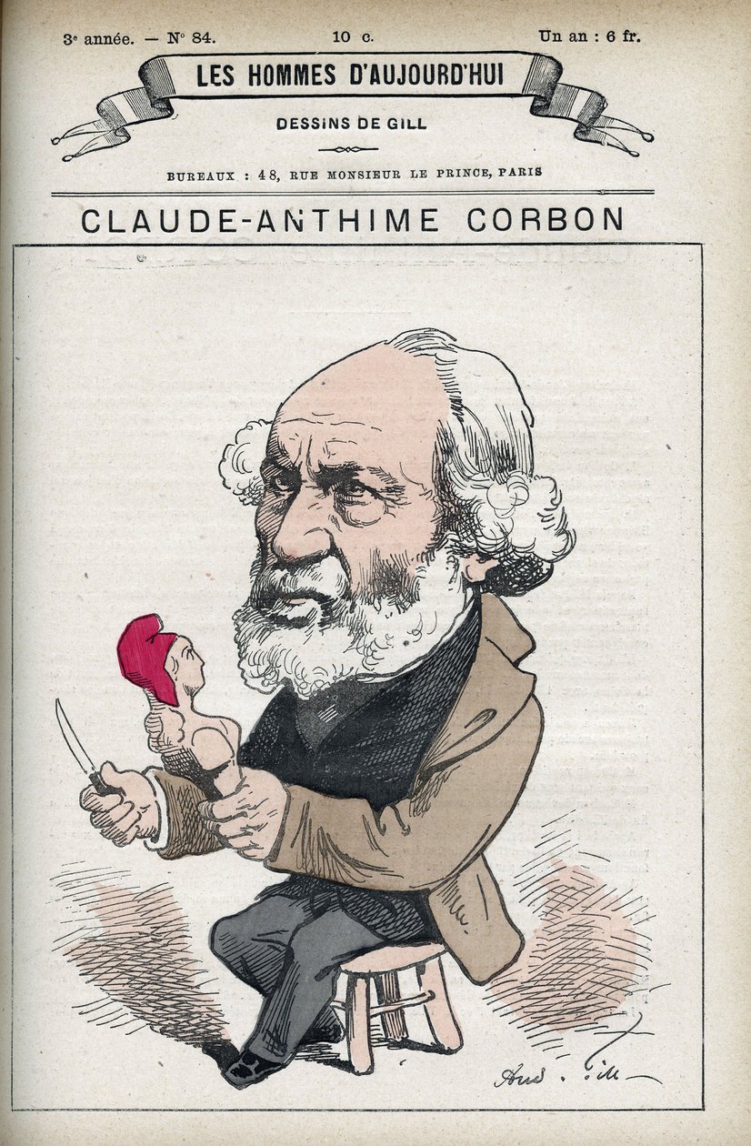 Portrét Clauda Anthime Corbona (1808-1891), francouzského senátora. Cartoon od Gill v "The Men of Today". od Andre Gill