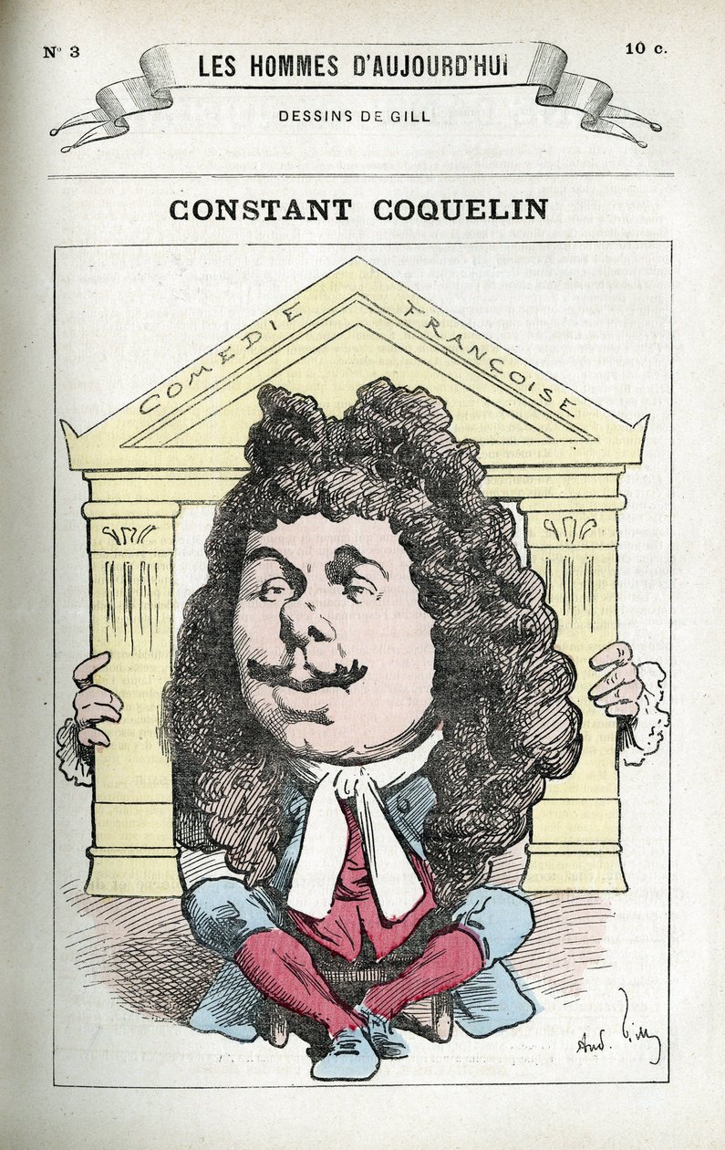 Portrét Constanta Coquelina (1841-1909), francouzského divadelního herce. Karikatura Gill, Paříž. od Andre Gill