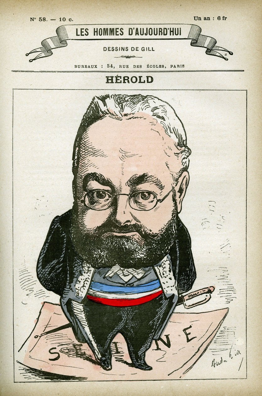 Portrét Ferdinanda Herolda (1828-1882), francouzského politika. Karikatura Gill, Paříž. od Andre Gill