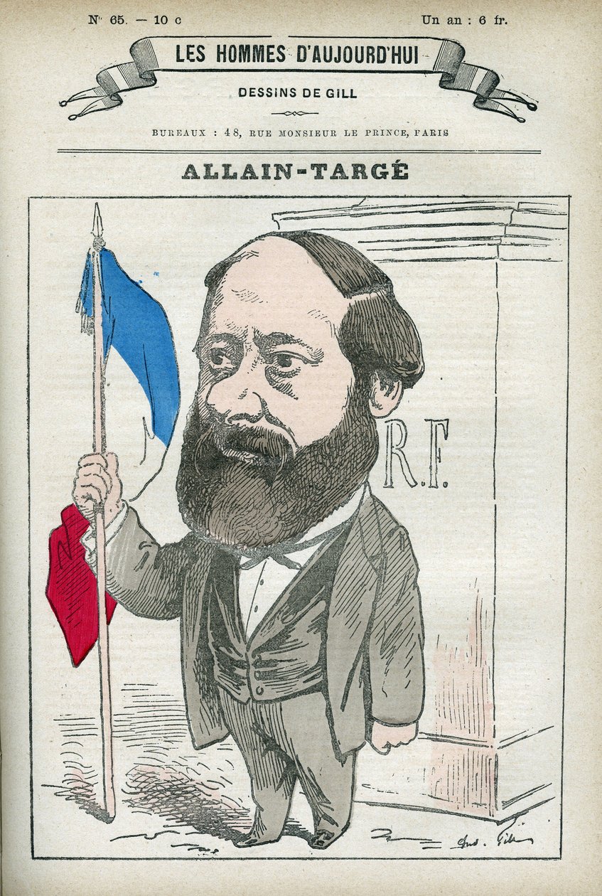 Portrét Francoise Allaina-Targe Allain Targe (1832-1902), francouzský právník, soudce, novinář a politik, byl ministrem vnitra a ministrem financí v Gambettově kabinetu. Cartoon od Gill, Paříž. od Andre Gill