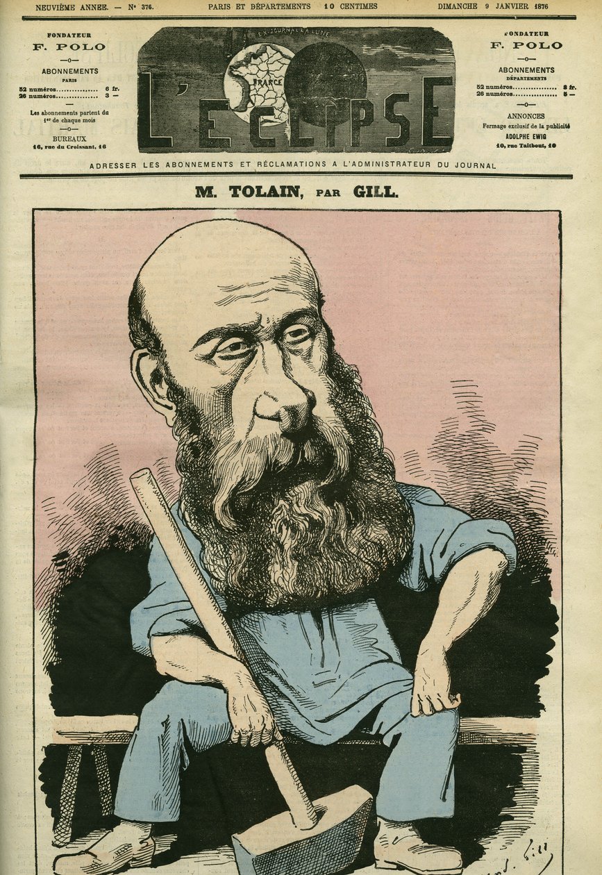 Portrét Henri Louis Tolain (1828-1897), francouzský rytec a politik. Obálka v “”L