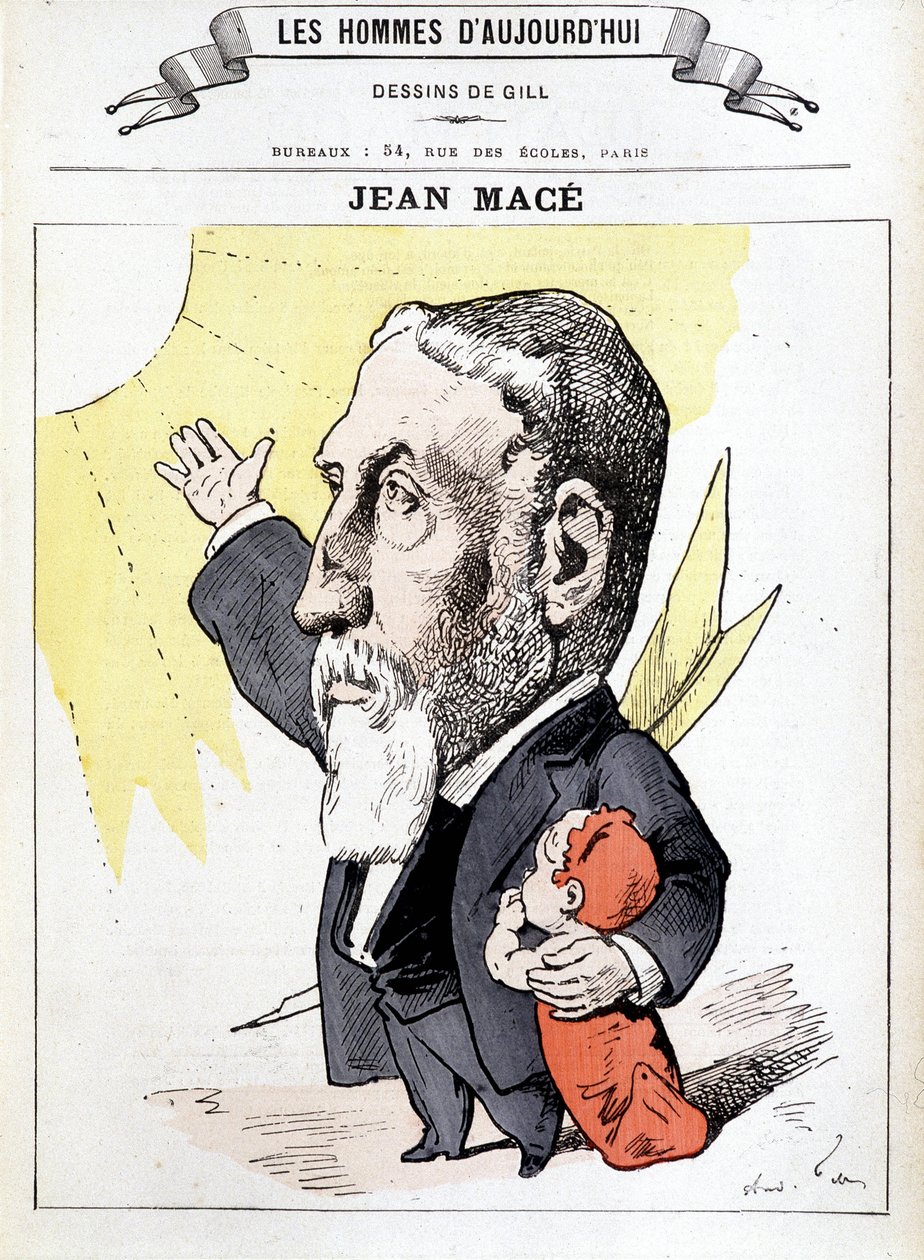 Portrét Jeana Macé, francouzského pedagoga Francouzský pedagog, zakladatel Teaching League (1815-1894). v Men of Today, karikatura Gill. od Andre Gill