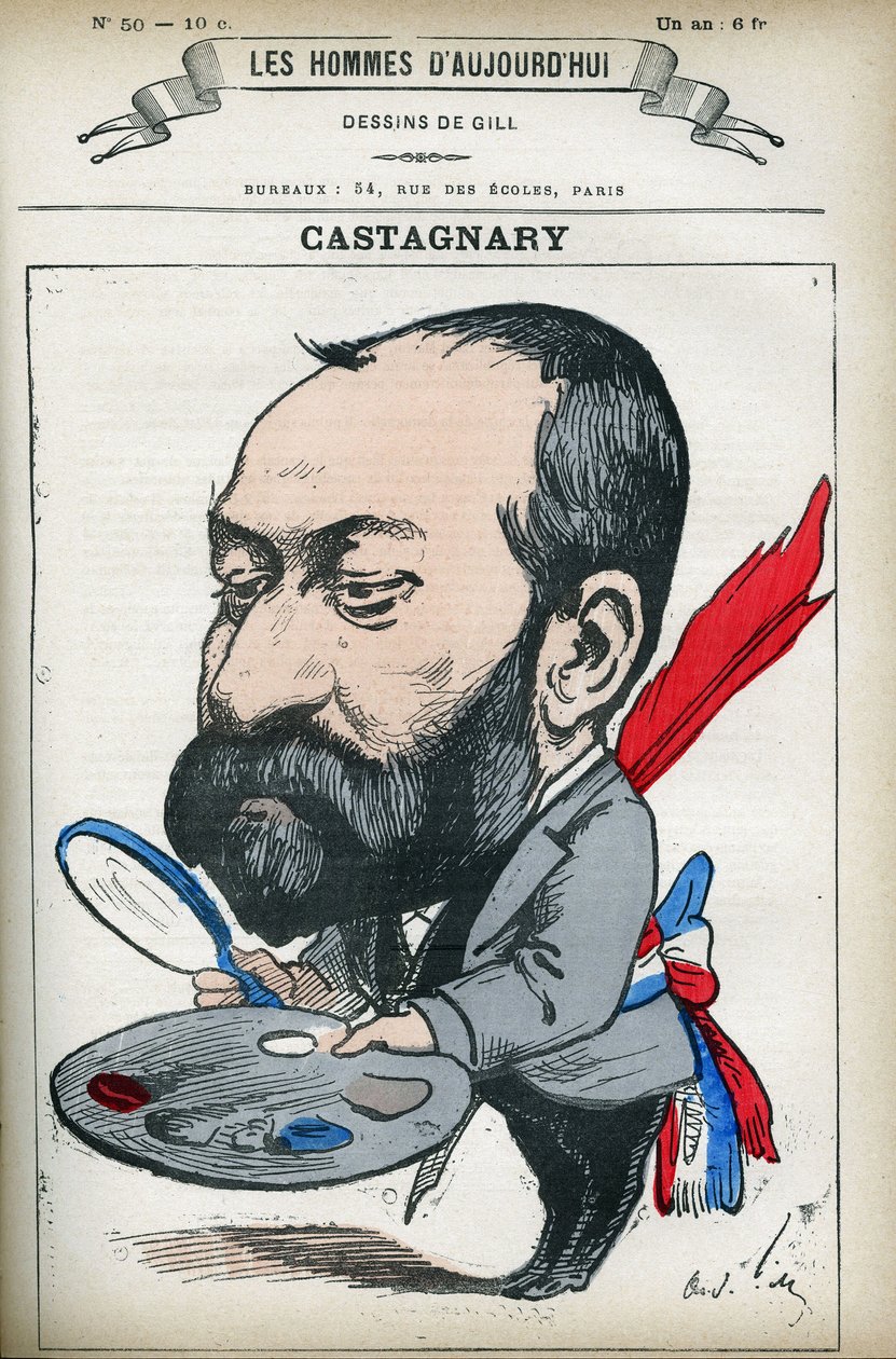 Portrét Julese Castagnaryho (1830-1888), francouzského politika, právníka, novináře, amatéra a uměleckého kritika. Cartoon od Gill, Paříž. od Andre Gill