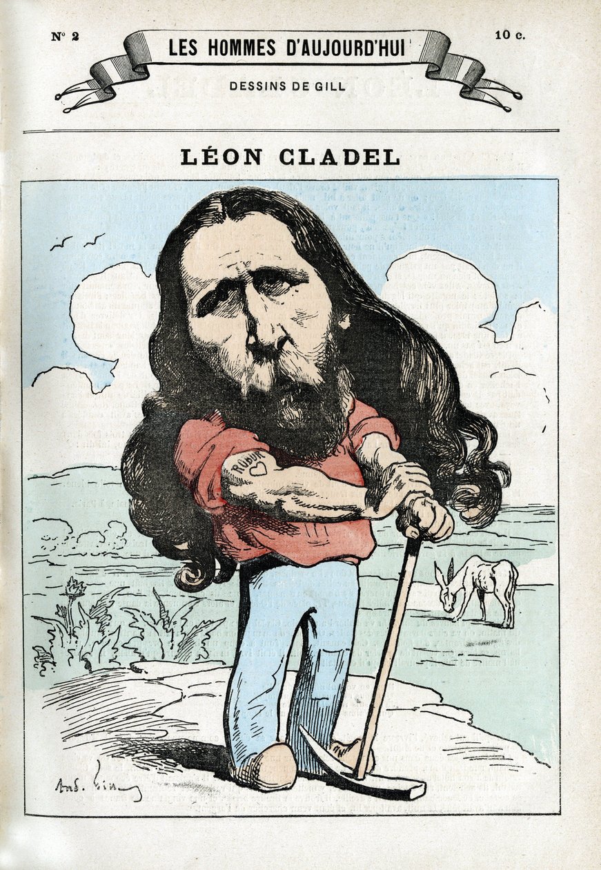 Portrét Leona Cladela (1835-1892), francouzského spisovatele. Karikatura Gill, Paříž. od Andre Gill