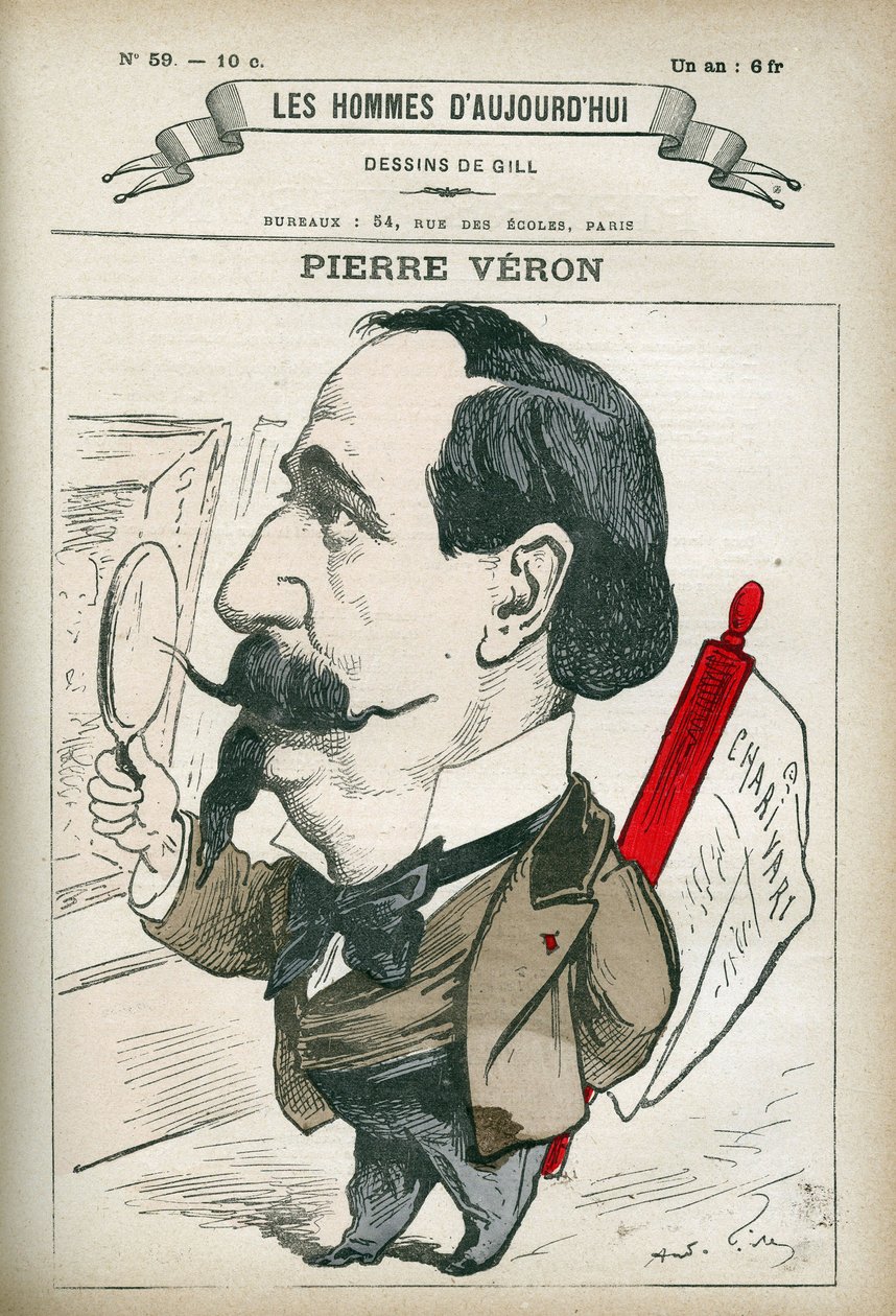 Portrét Pierra Verona (1831-1900), francouzského spisovatele a básníka. Karikatura Gill, Paříž. od Andre Gill