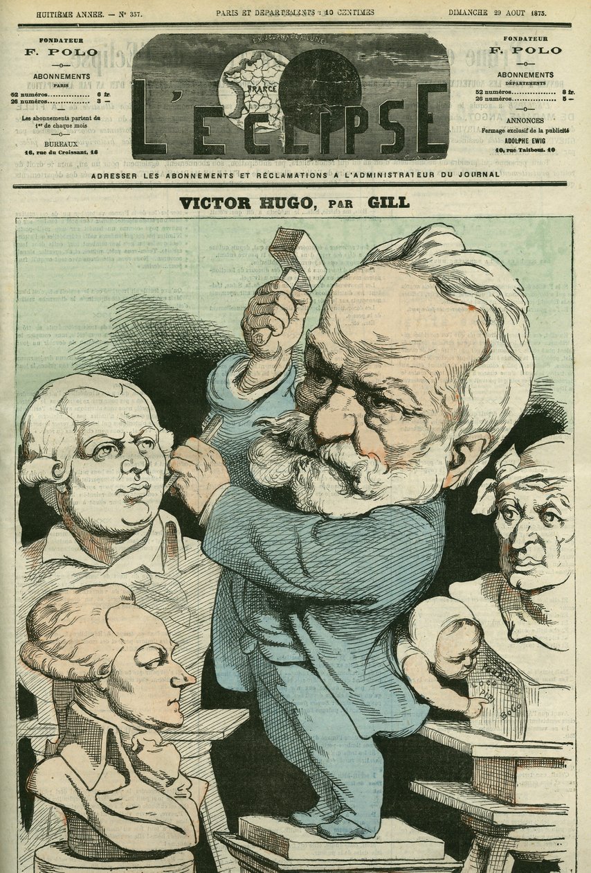 Portrét Victora Huga (1802-1885), francouzského literáta a politika. Obálka v “”L