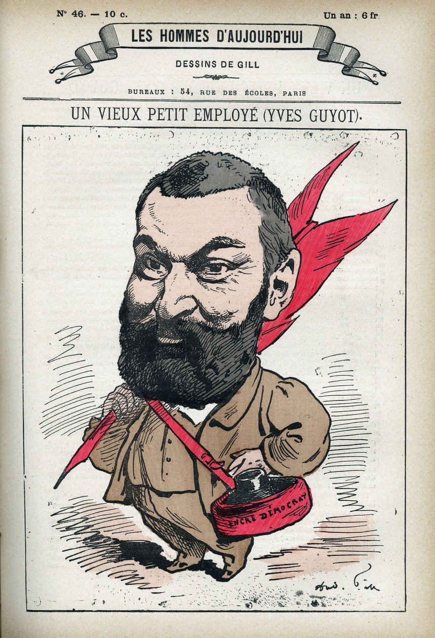 Portrét Yvese Guyota (1843-1928), francouzského politika, publicisty a ekonoma. Cartoon od Gill, Paříž. od Andre Gill