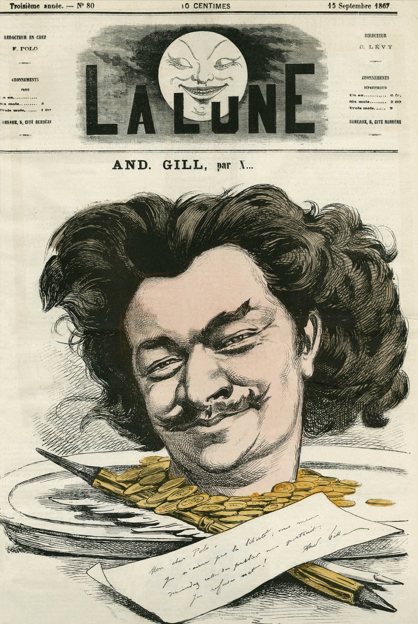 Autoportrét Louis-Alexandre Gosset de Guines dit Andre Gill (1840-1885), francouzský karikaturista a karikaturista. Cartoon by Gill, v "The Moon", 15. září od Andre Gill