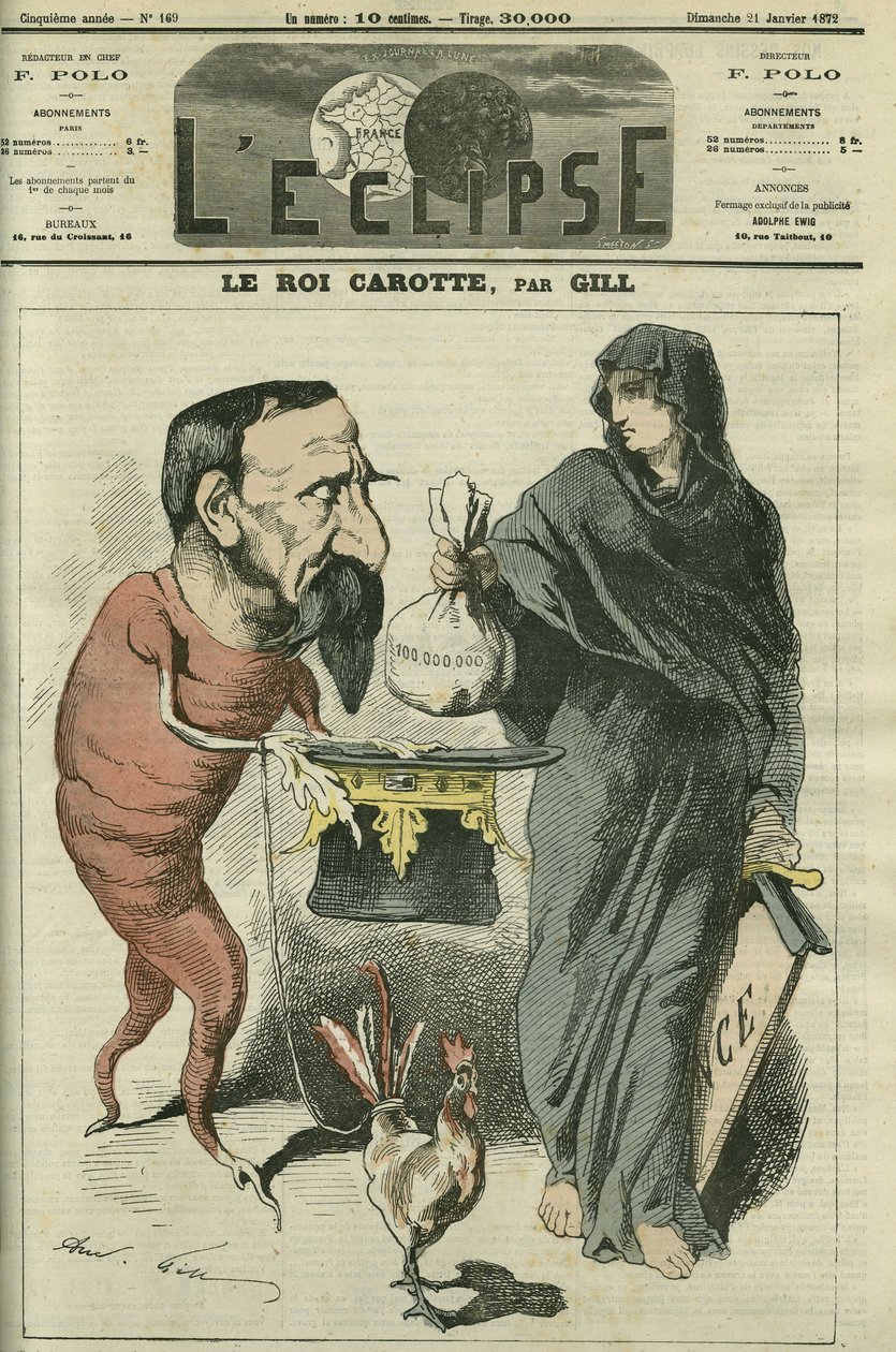 Mrkvový král, Napoleon III. (1808-1873), prezident republiky a francouzský císař až do porážky Sedanu v roce 1870. Obálka „“L