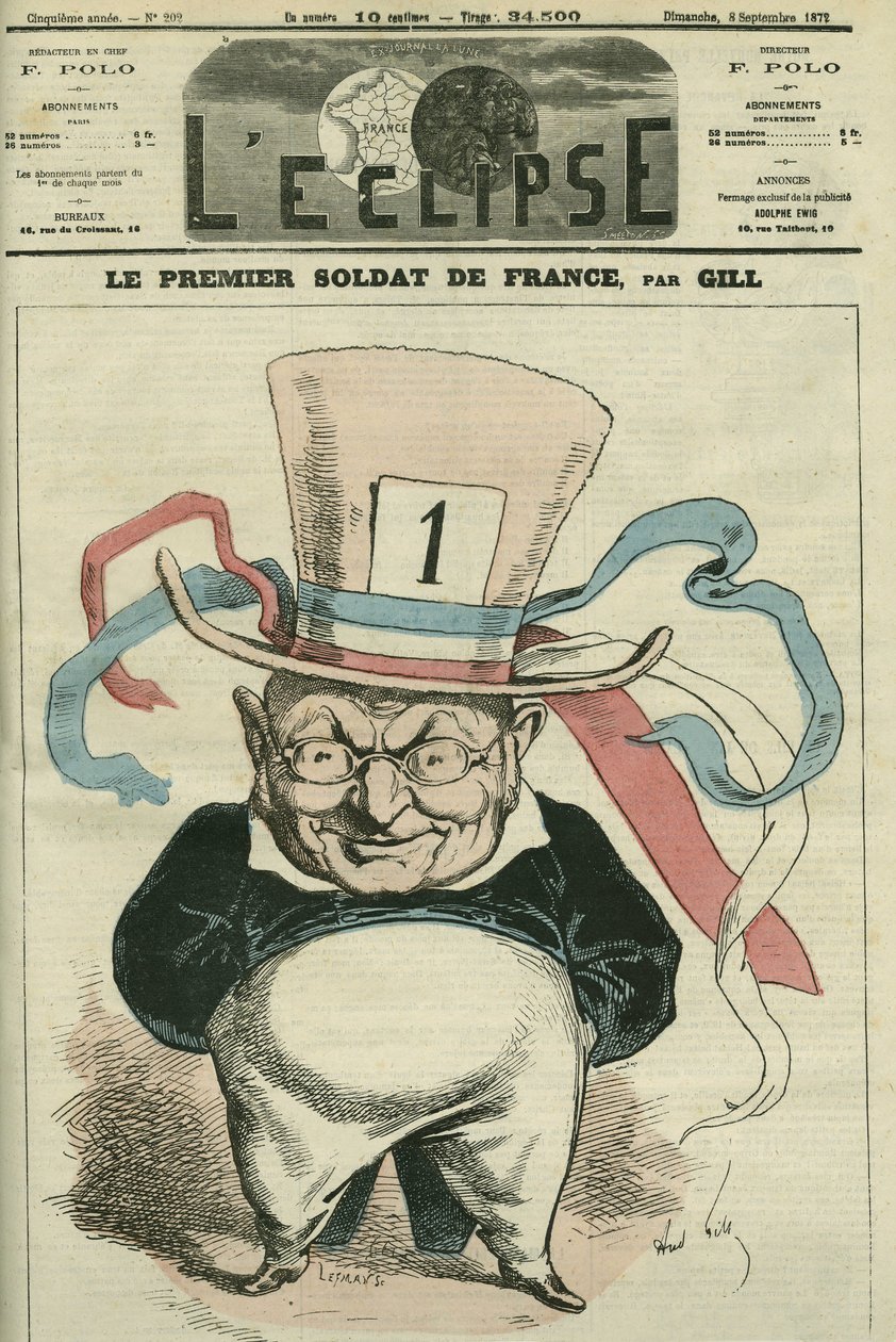 První voják Francie, Adolphe Thiers (1797-1877), francouzský historik a státník. Obálka “”L