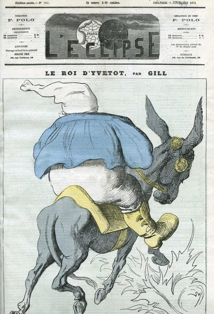 Král Yvetot, kreslený film Adolphe Thiers (1797-1877), francouzský státník. Obálka “”L