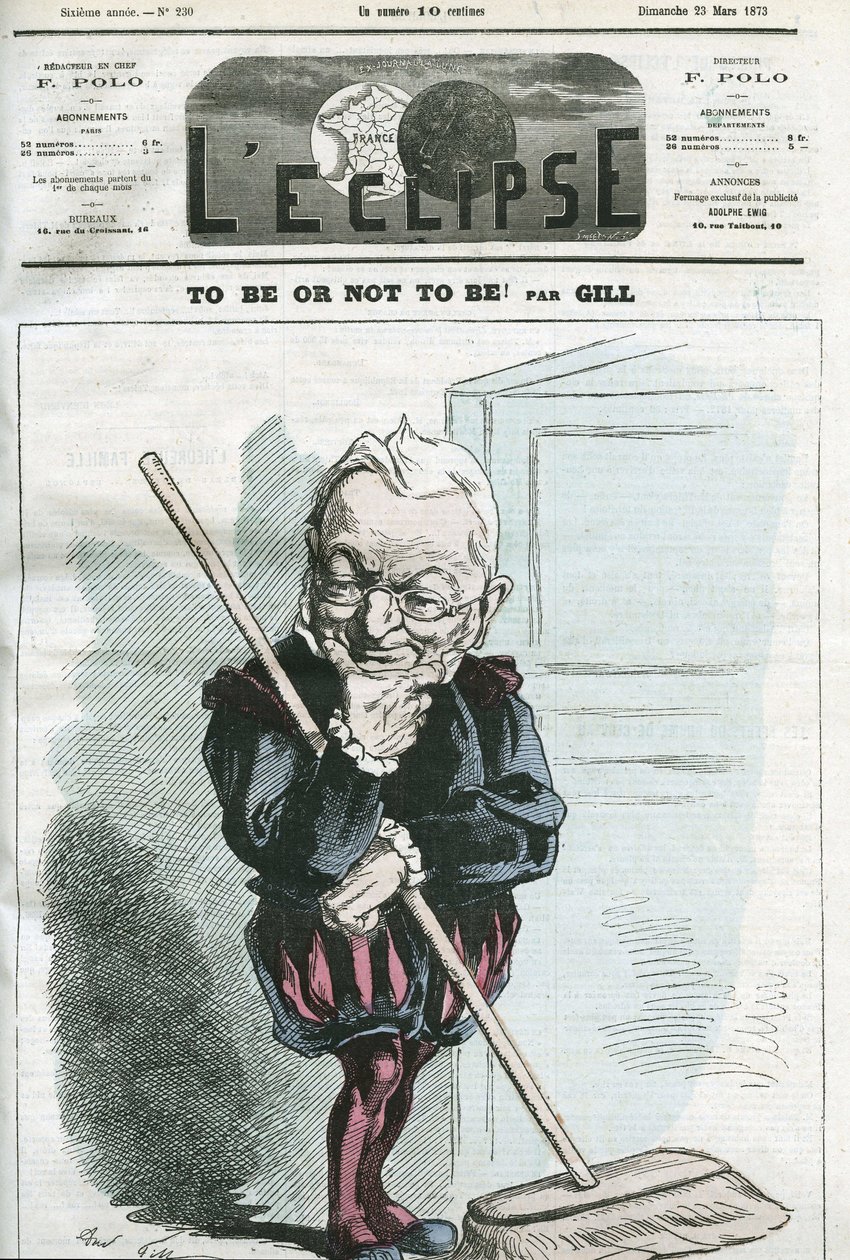 Být či nebýt, kreslený film Adolphe Thiers (1797-1877), francouzský státník. Obálka „“L