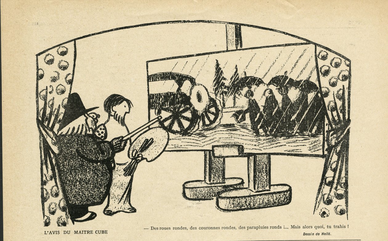 Ilustrace Andre Helleho (1875-1945) v Le Smile, č. 12, 20/03/13 - Názor na mistrovskou krychli - Umění, avantgarda, kubismus od Andre Helle