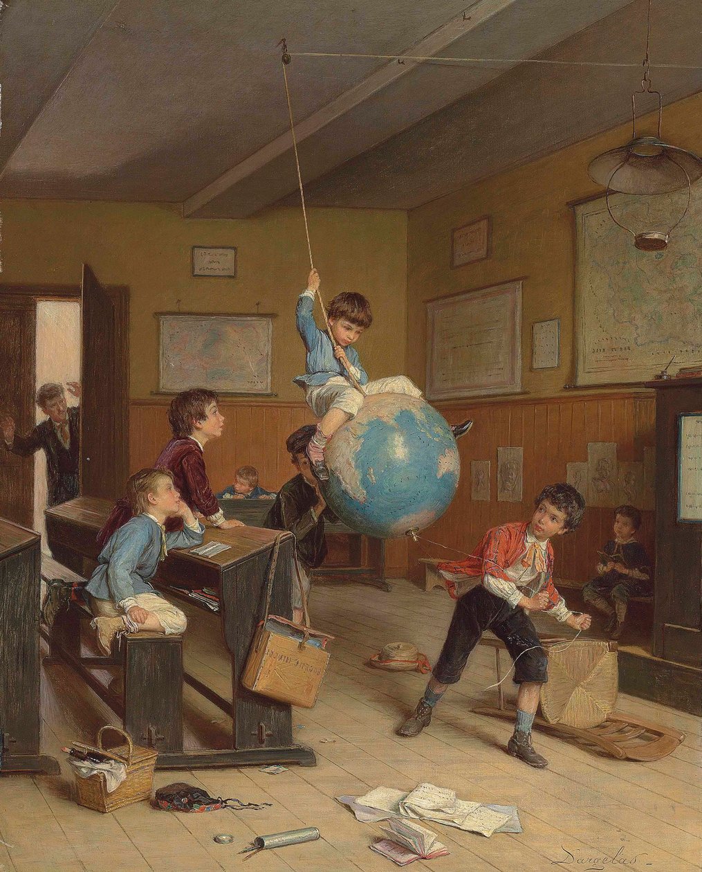 Kolem světa, c. 1860 (olej na panelu) od André Henri Dargelas