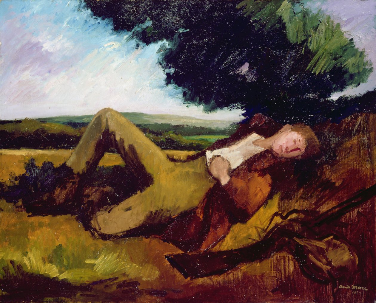 Lovci odpočívají aneb Spící lovec, 1929 od Andre Mare