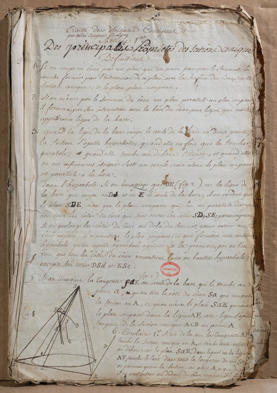 Paní 198 Page z Traite des Sections Coniques, 1788 od Andre Marie Ampere