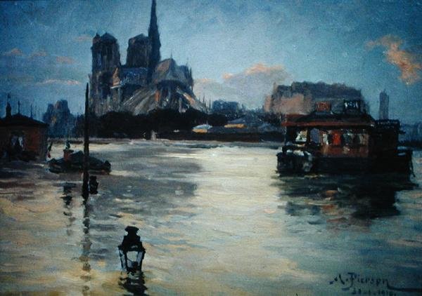 Pohled na Pont de la Tournelle během povodní v roce 1910 od Andre Pierson