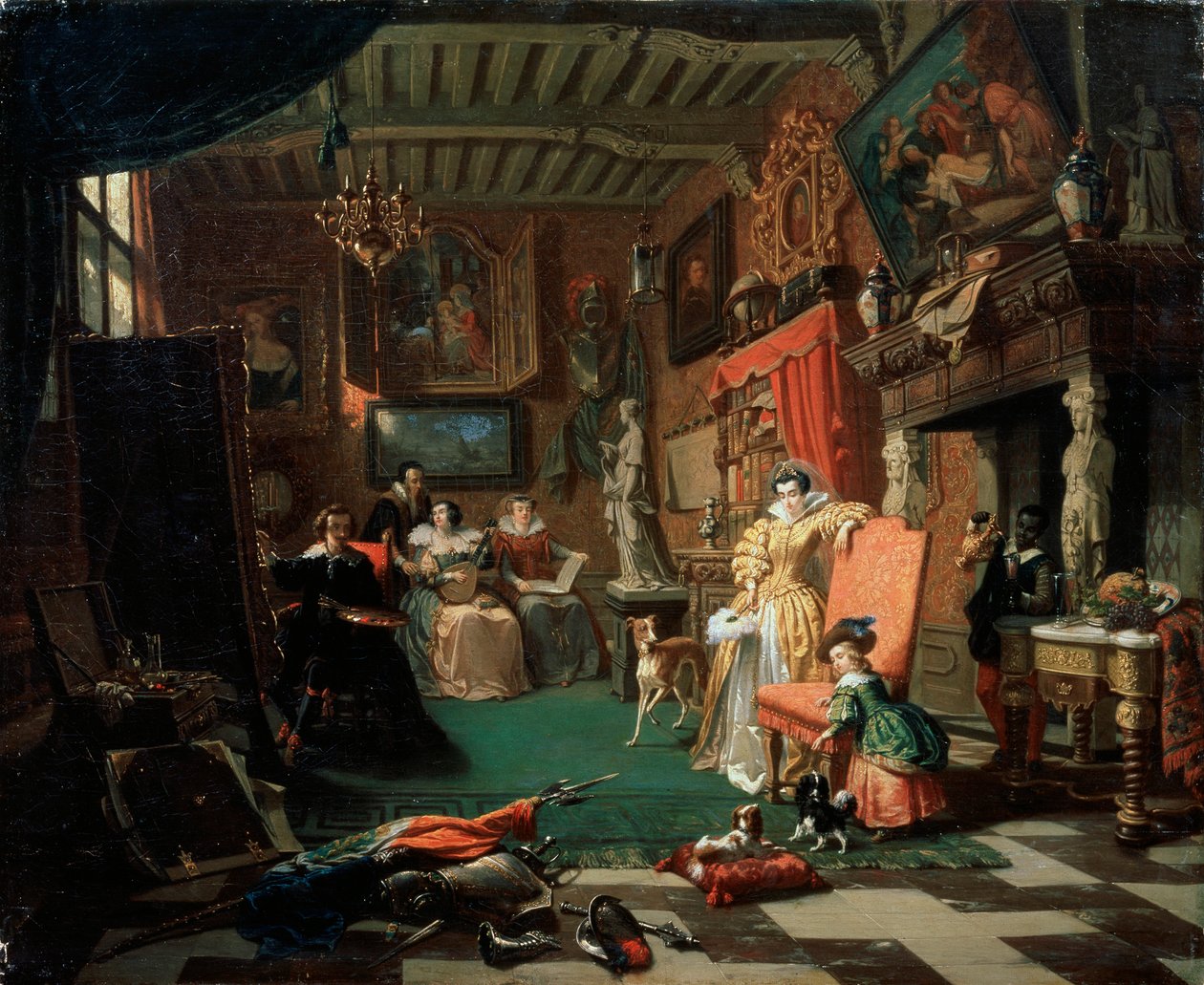 „Sir Anthony van Dyck maluje portrét“, 1853 od Andre Plumot