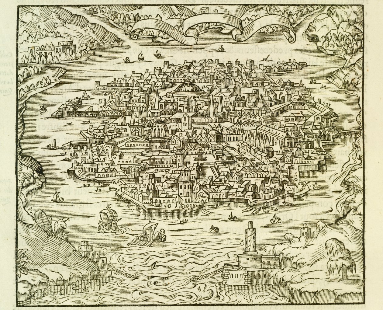 Město Quinsai (nyní Tianjin), rytina z La Cosmographie Universelle (Universal Cosmography) od Andre Thevet od Andre Thevet