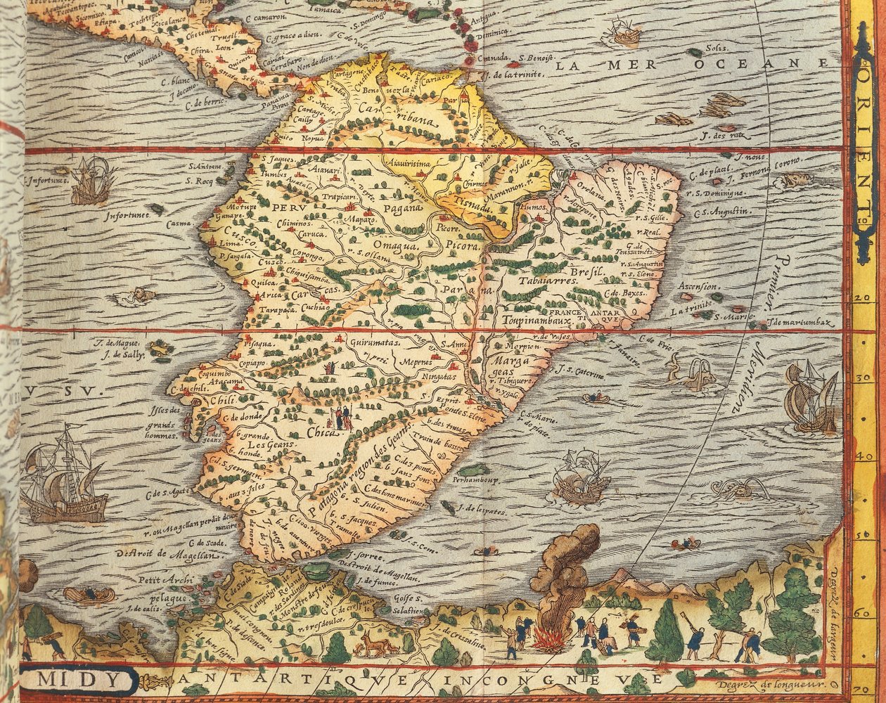 Mapa Jižní Ameriky z Cosmographie od Andreho Theveta od Andre Thevet