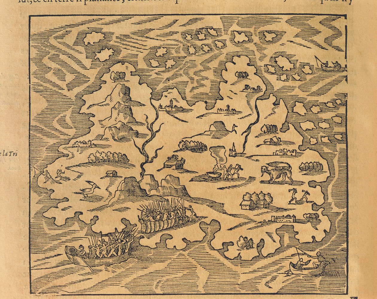 Mapa Trinity Island na Antilách, z Universal kosmografie od Andre Thevet od Andre Thevet