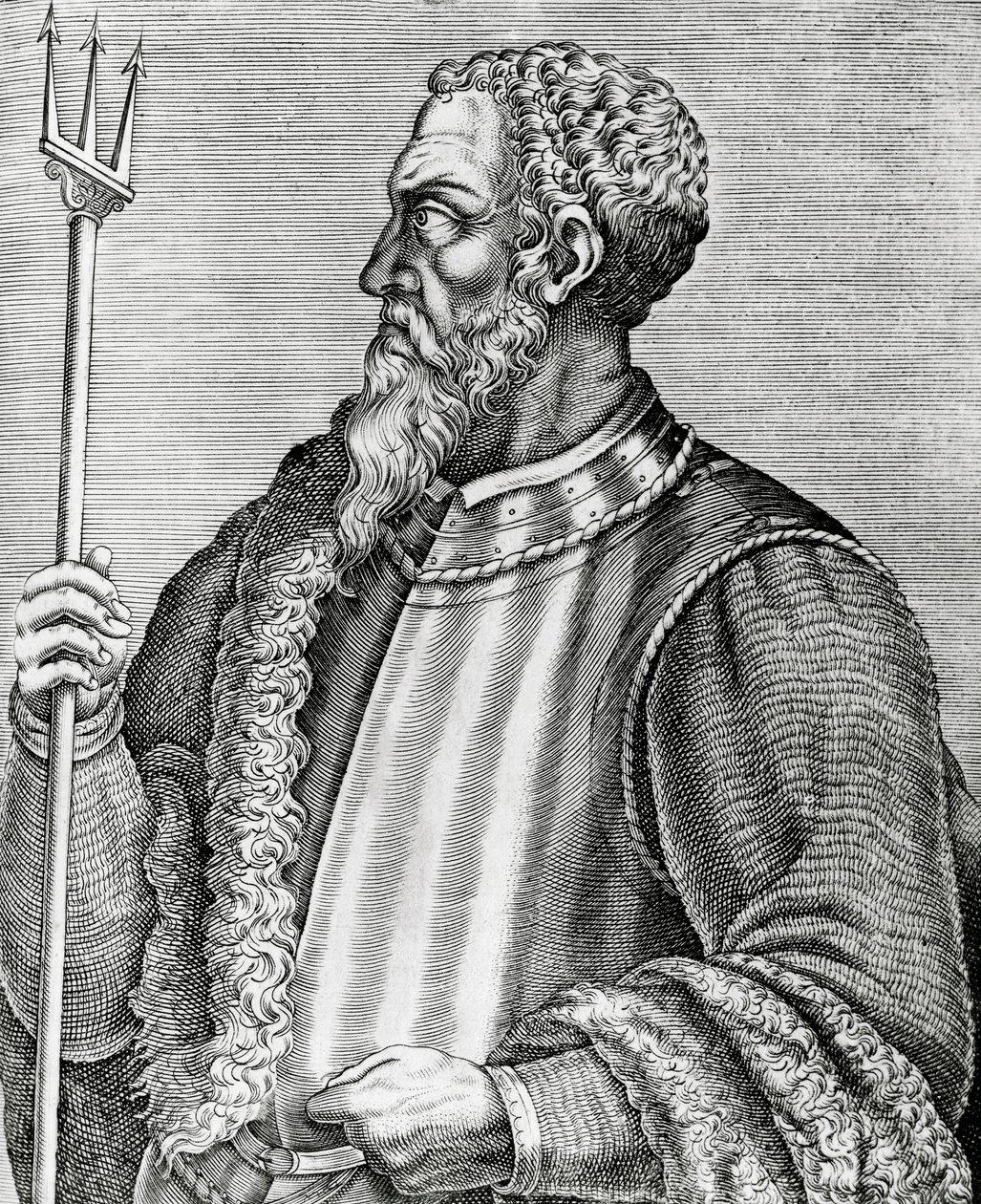 Portrét Andrea Doria (1466-1560), italský admirál a politik, rytina z The Real Portraits and Lifes of Illustrious Men od Andre Thevet