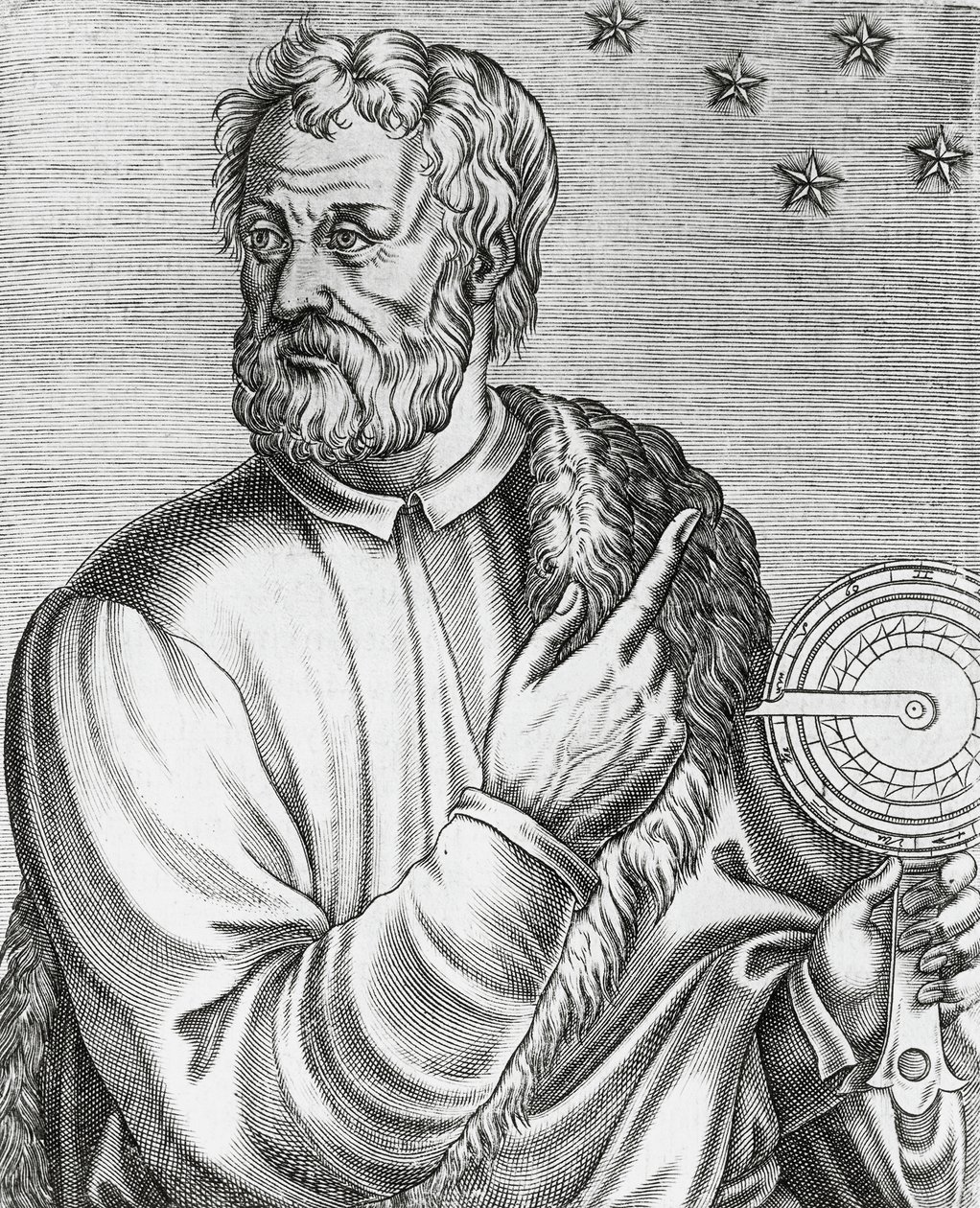 Portrét Kryštofa Kolumba (1451-1506), italského mořeplavce, rytina z Les Vrais portraits et Lives des Hommes illustres od Andre Thevet