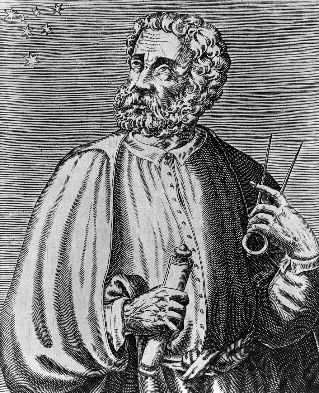 Portrét Ferdinanda Magellana (1480-1521), portugalského mořeplavce, rytina Andre Thevet (1504-1592) z Pravých portrétů a životů slavných mužů od Andre Thevet