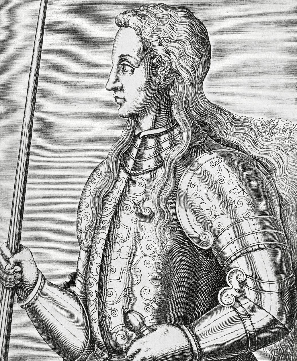 Portrét Johanky z Arku (1412-1431), francouzské světice a vojevůdkyně, rytina Andre Thevet (1502-1590) od Andre Thevet