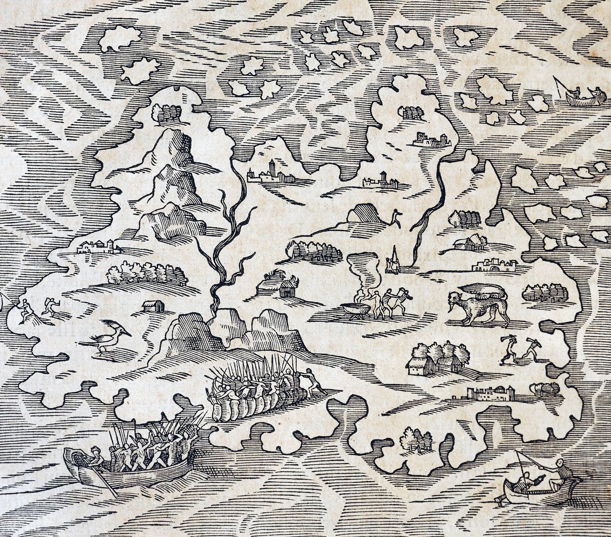 Trinity Island, rytina z Universal Cosmology, Andre Thevet (1504-1592), Paříž od Andre Thevet
