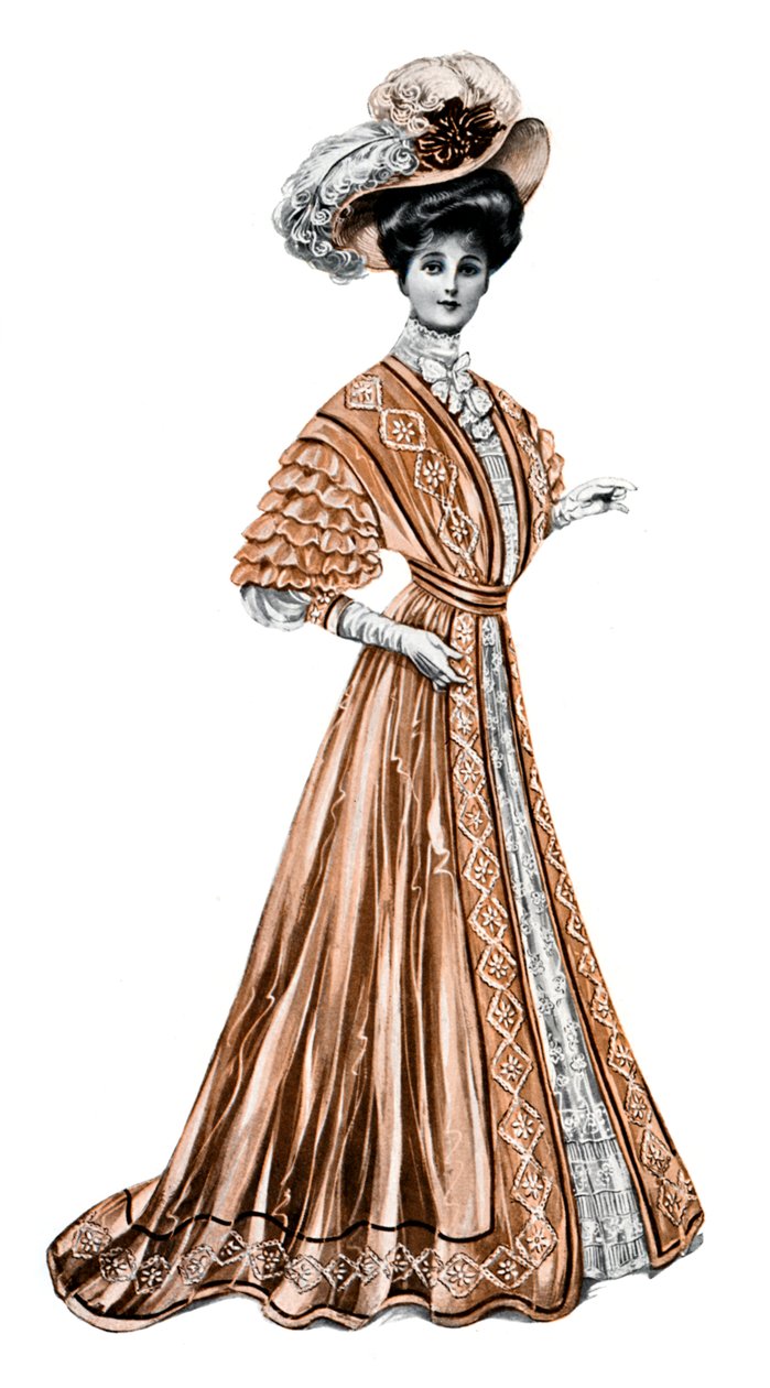 Žena v dlouhých šatech a klobouku, 1908-1909. od Andre and Sleigh