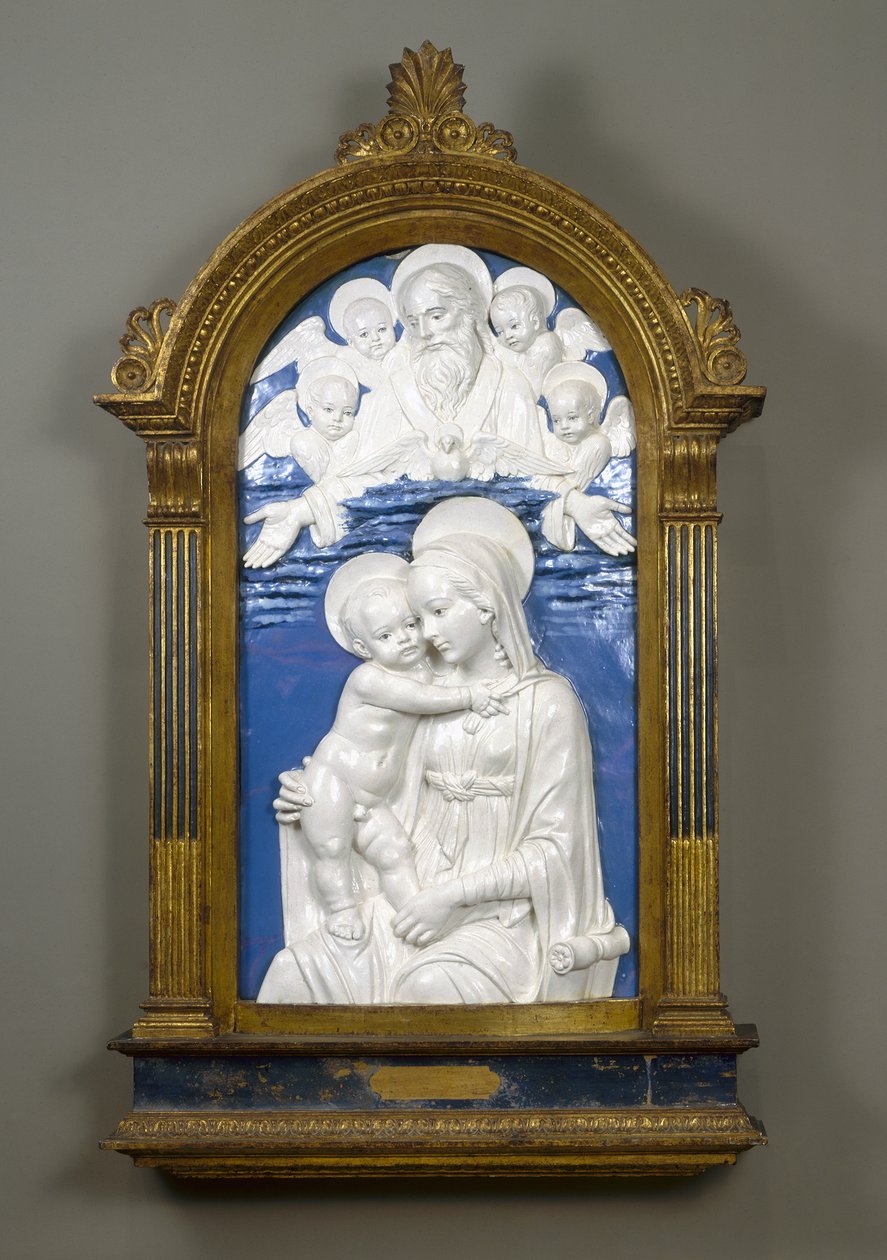 Madona s dítětem s Bohem Otcem a Cherubíny, 1480-90 (glazovaná terakota) od Andrea Della Robbia