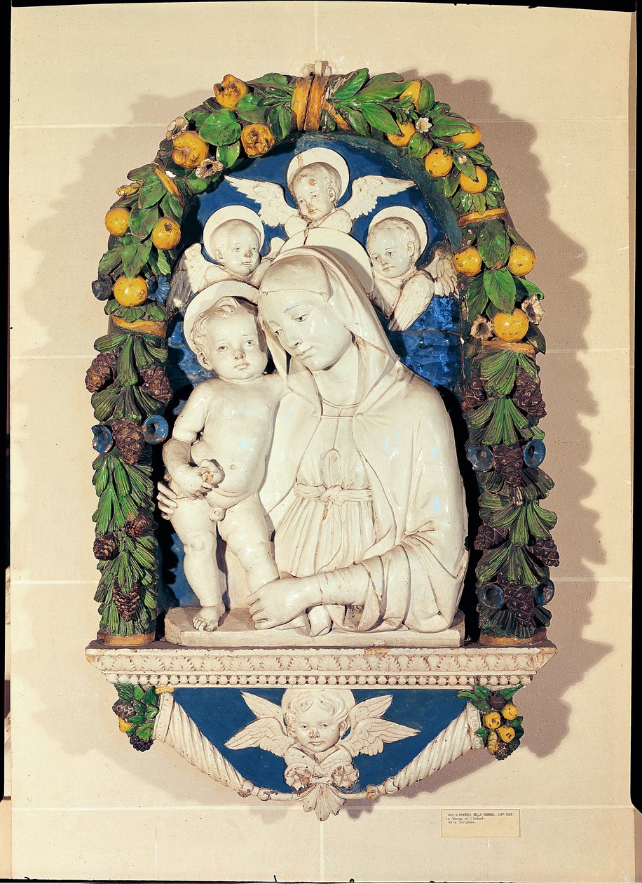 Panna a dítě (polychromovaná glazovaná terakota) od Andrea Della Robbia