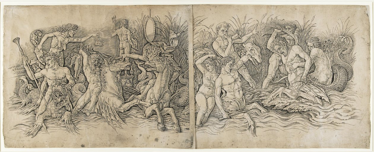 Bitva bohů moře, 70. léta 14. století od Andrea Mantegna
