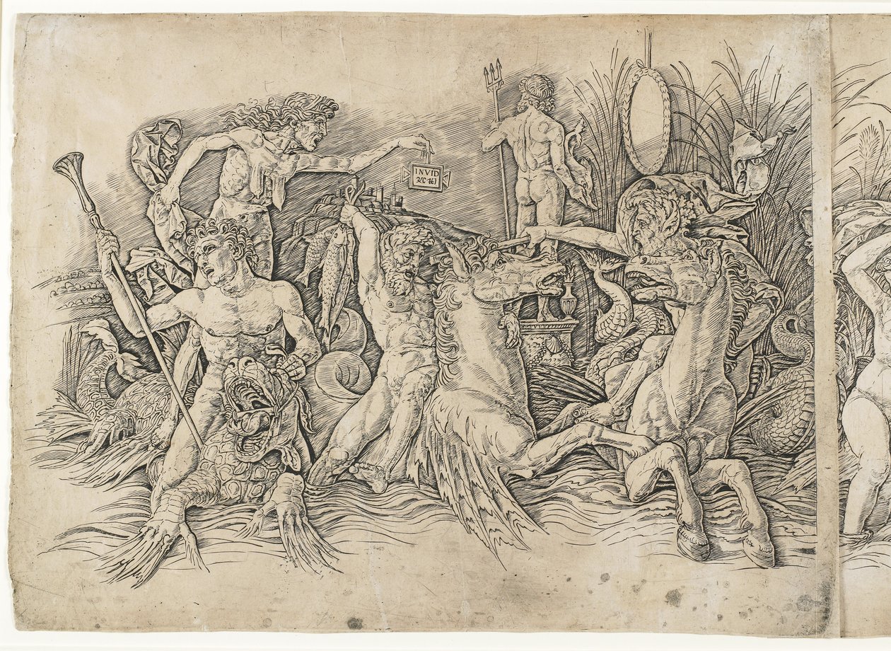 Bitva bohů moře, 70. léta 14. století od Andrea Mantegna