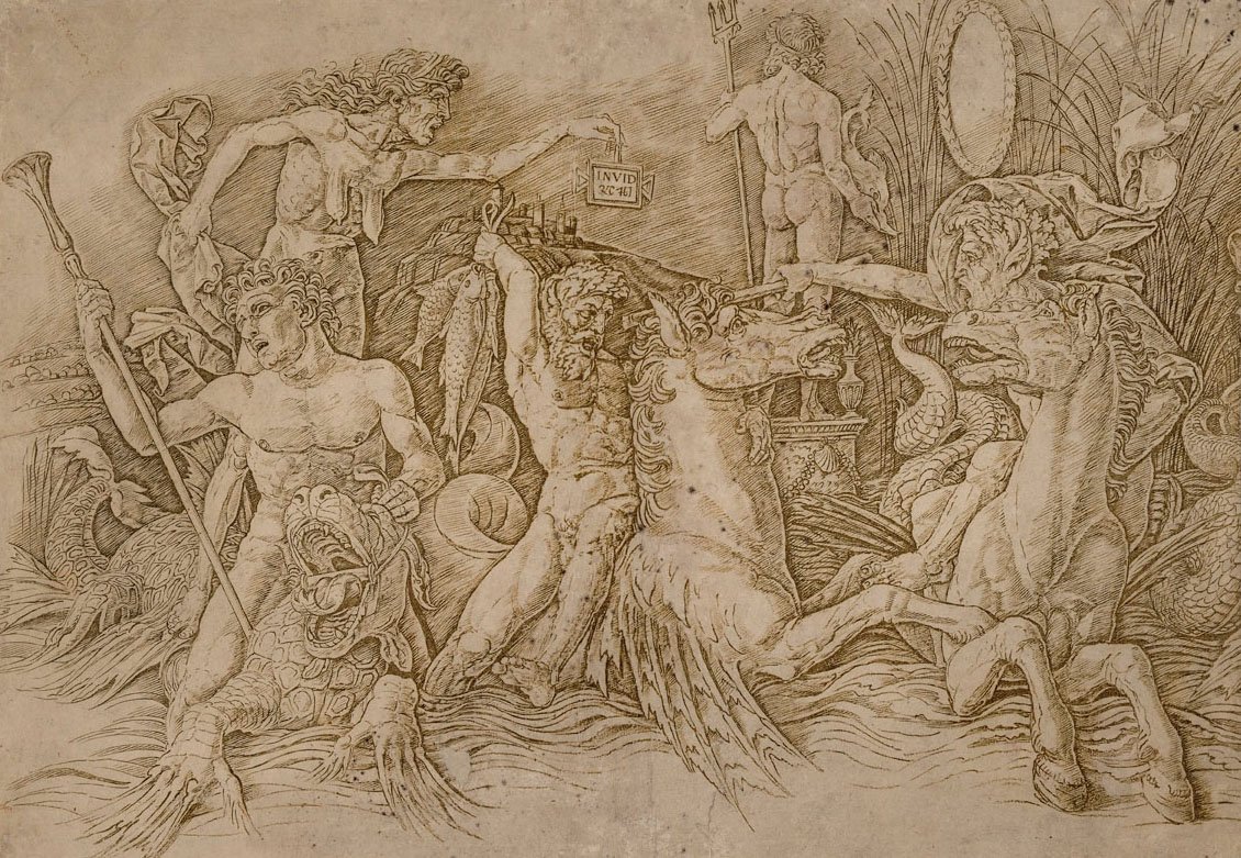 Bitva mořských bohů od Andrea Mantegna