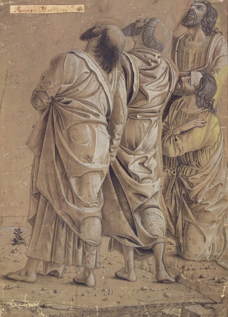 Skupina apoštolů od Nanebevstoupení Krista, kolem 1506 (barevné inkousty, hnědá barva) od Andrea Mantegna