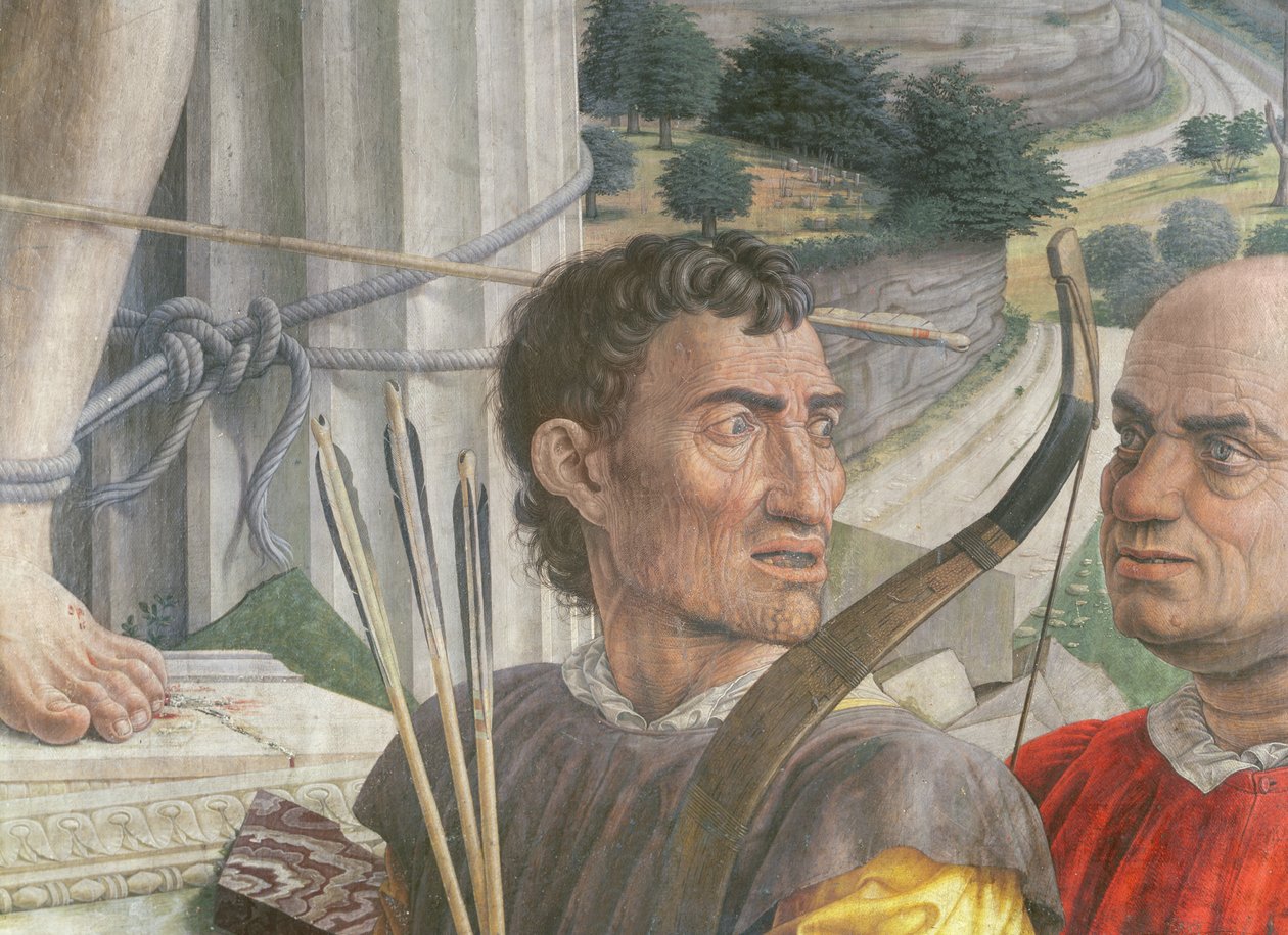 Svatý Sebastián, 1480 detail vojáků olej na plátně od Andrea Mantegna