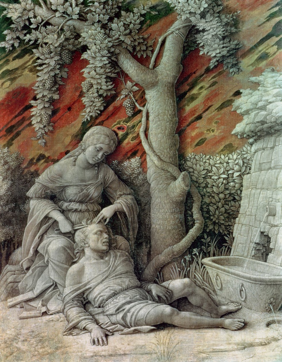 Samson a Dalila, cca 1500 (velikost lepidla na plátně) od Andrea Mantegna