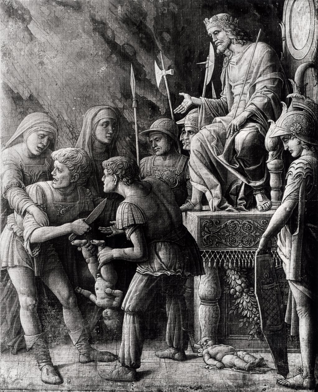 Soud Šalamounův (tužka a pero na plátně) od Andrea Mantegna