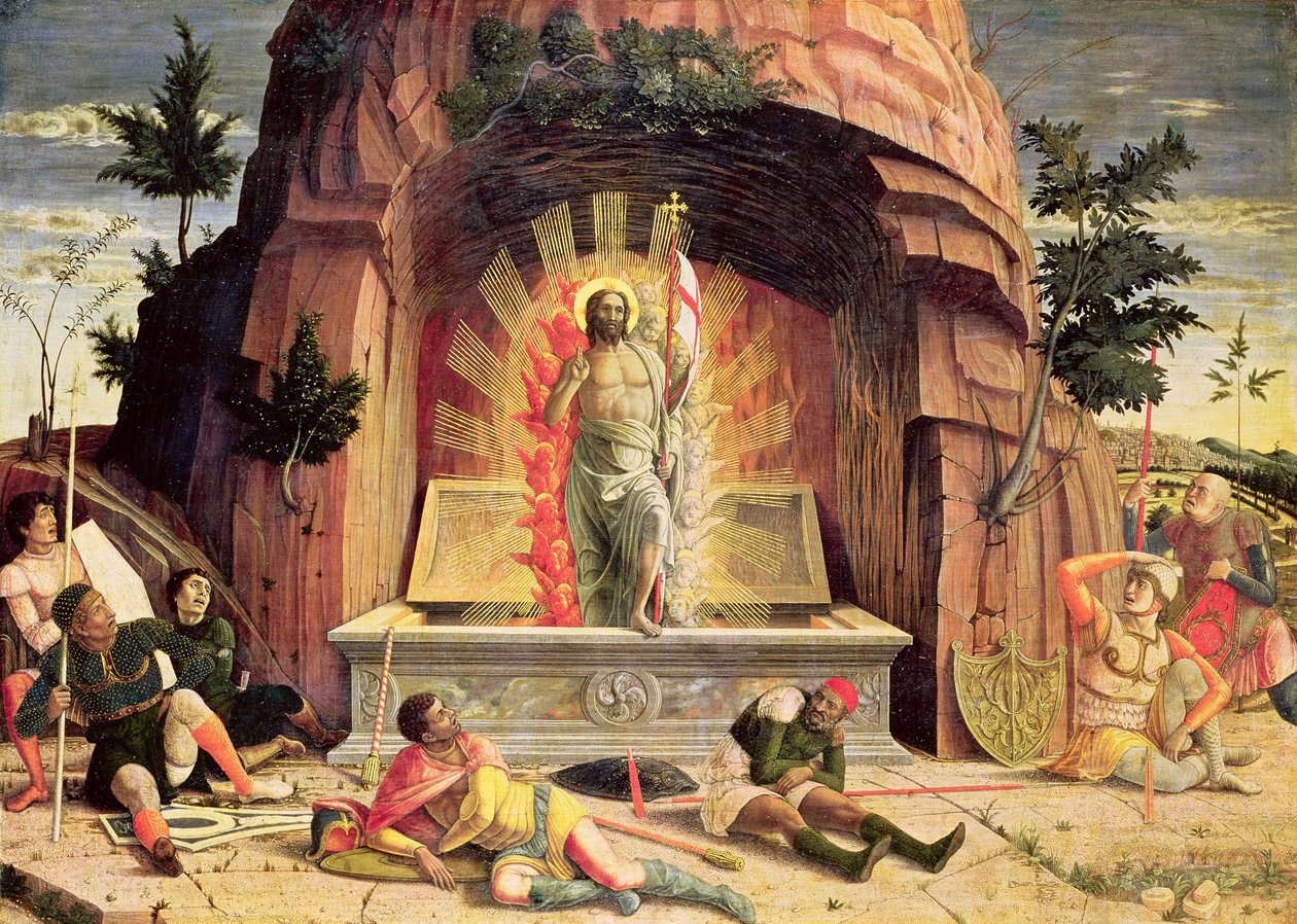 Vzkříšení, pravý panel predella z oltářního obrazu sv. Zena z Verony, 1456-60 od Andrea Mantegna