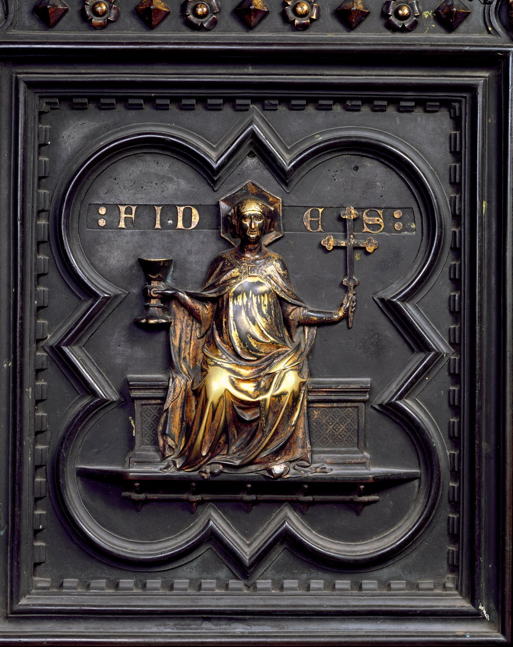 Faith, panel B jižních dveří baptisteria San Giovanni, 1336 (bronz) od Andrea Pisano