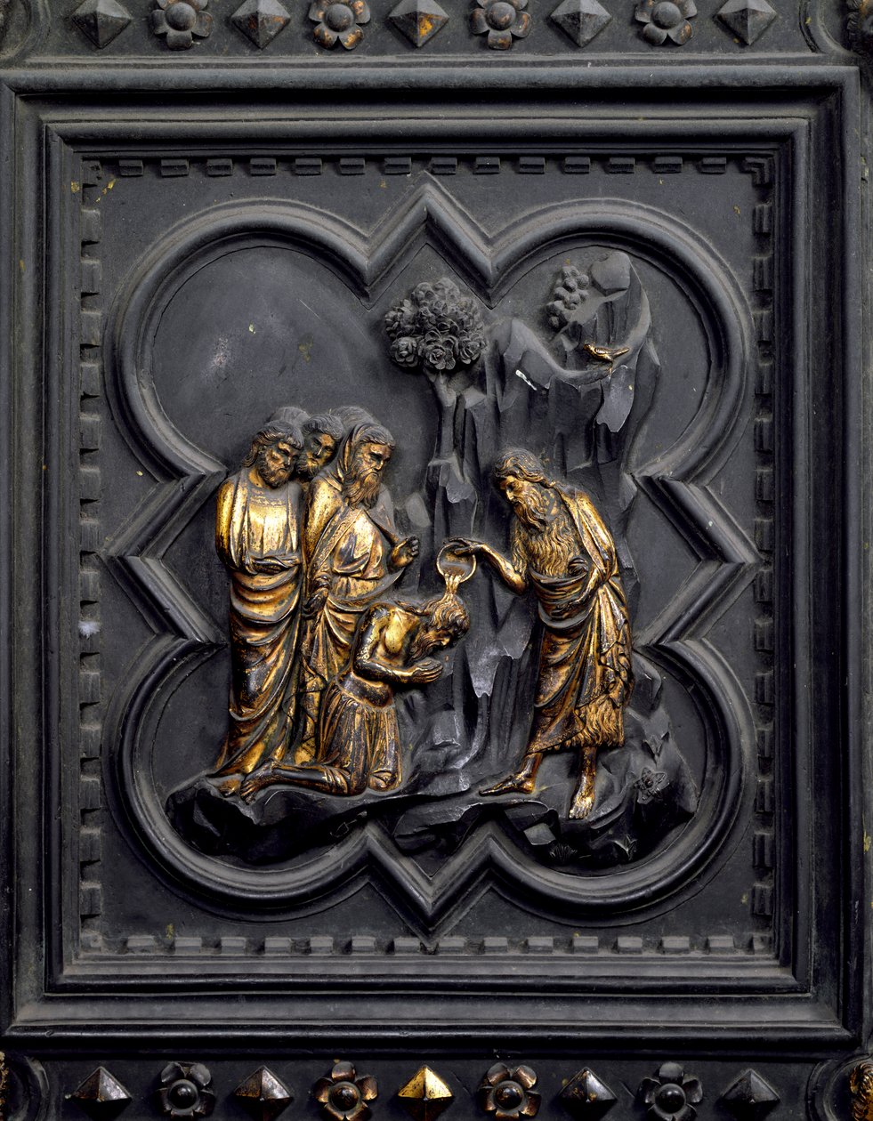 Křest učedníků, devátý panel jižních dveří baptisteria San Giovanni, 1336 (bronz) od Andrea Pisano